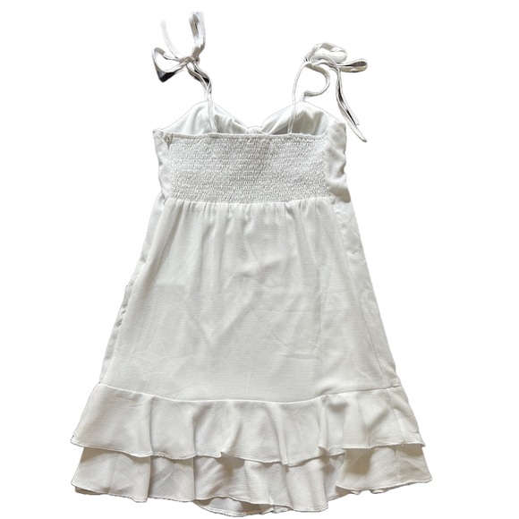 SHE AND SKY WHITE MINI DRESS WITH RUFFLED HEM SIZE SMALL - Picture 5 of 9